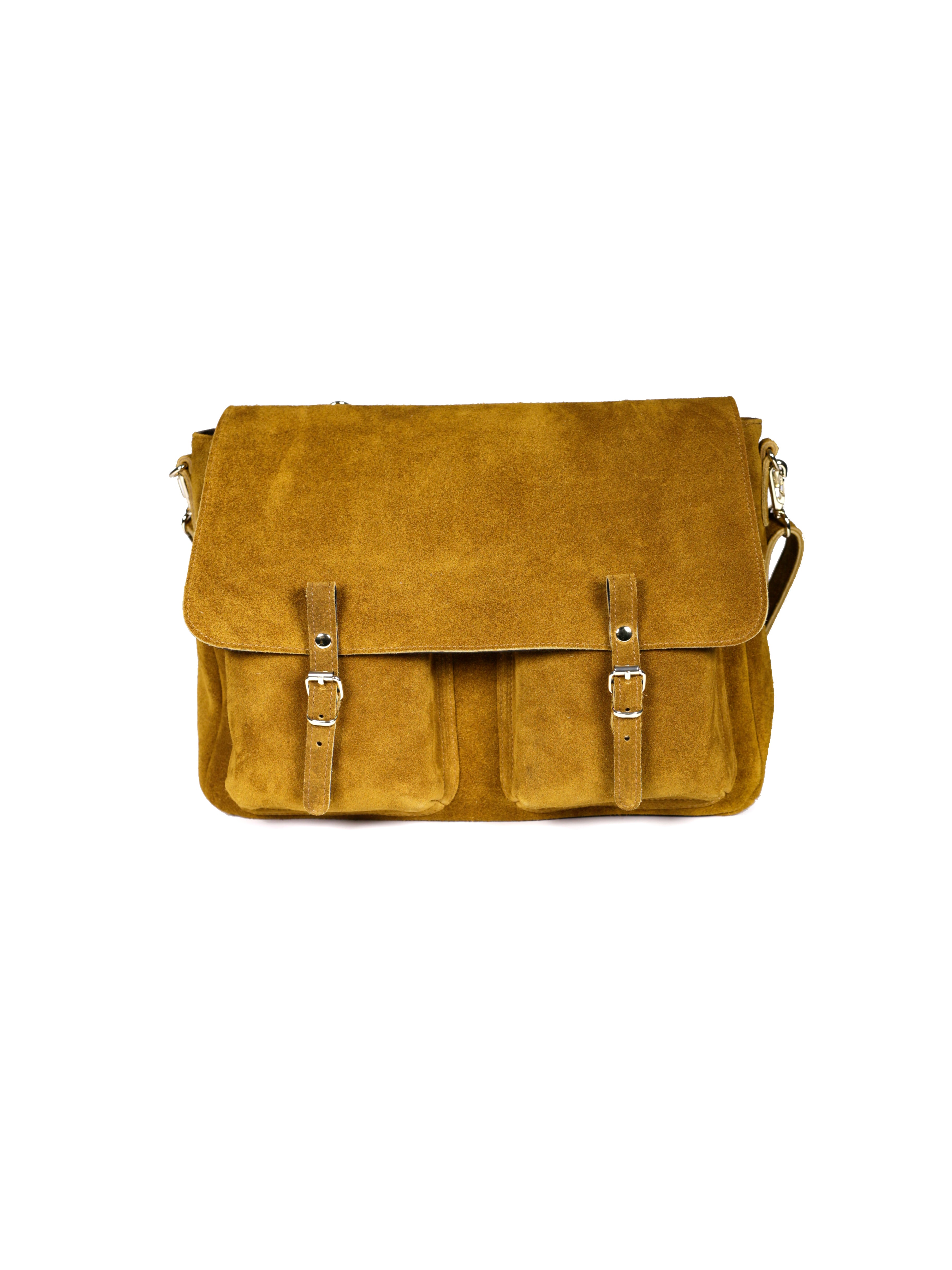 Sac besace modulable en cuir de vachette daim ocre