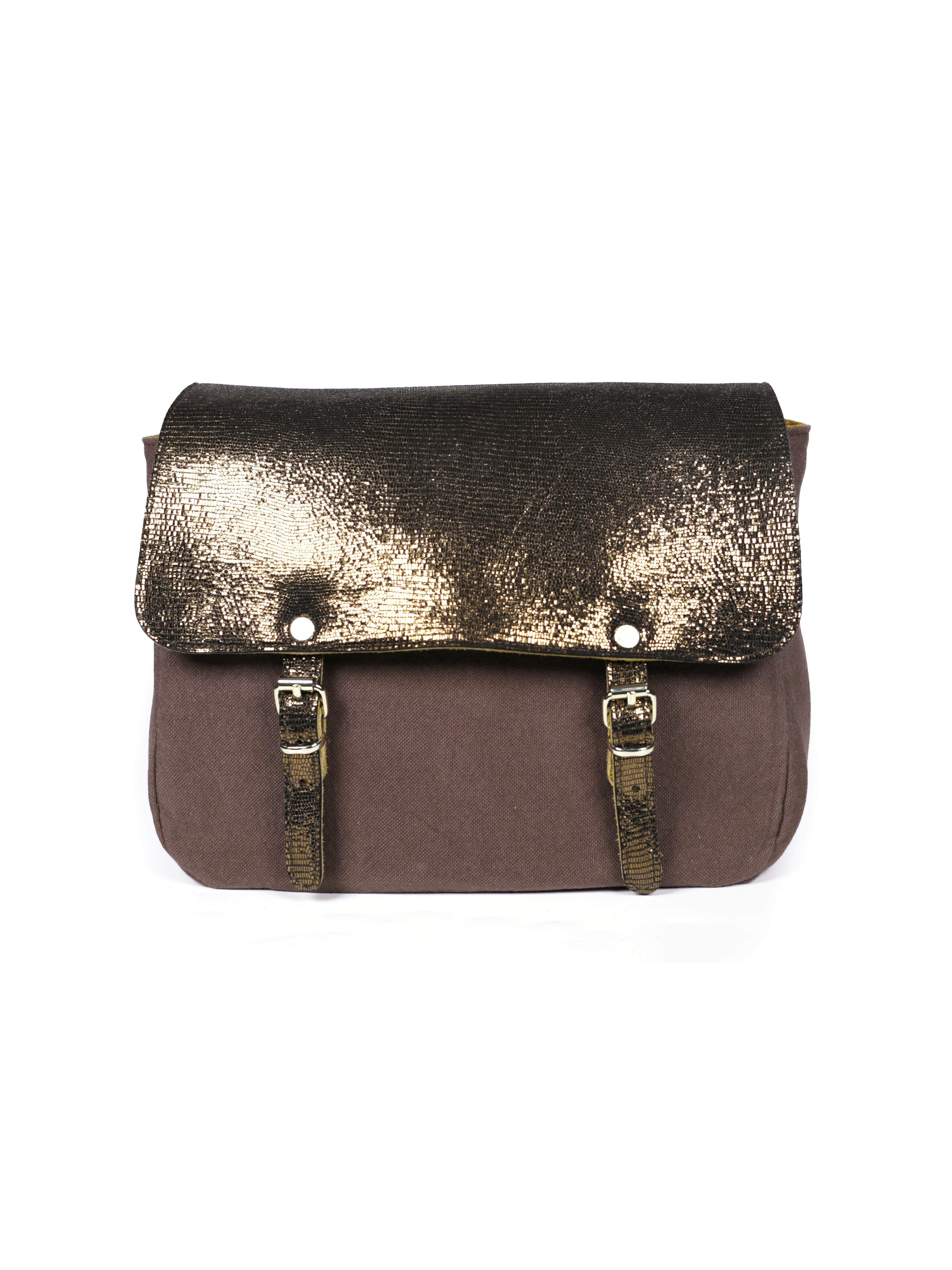 Sac besace modulable en cuir de vachette daim ocre