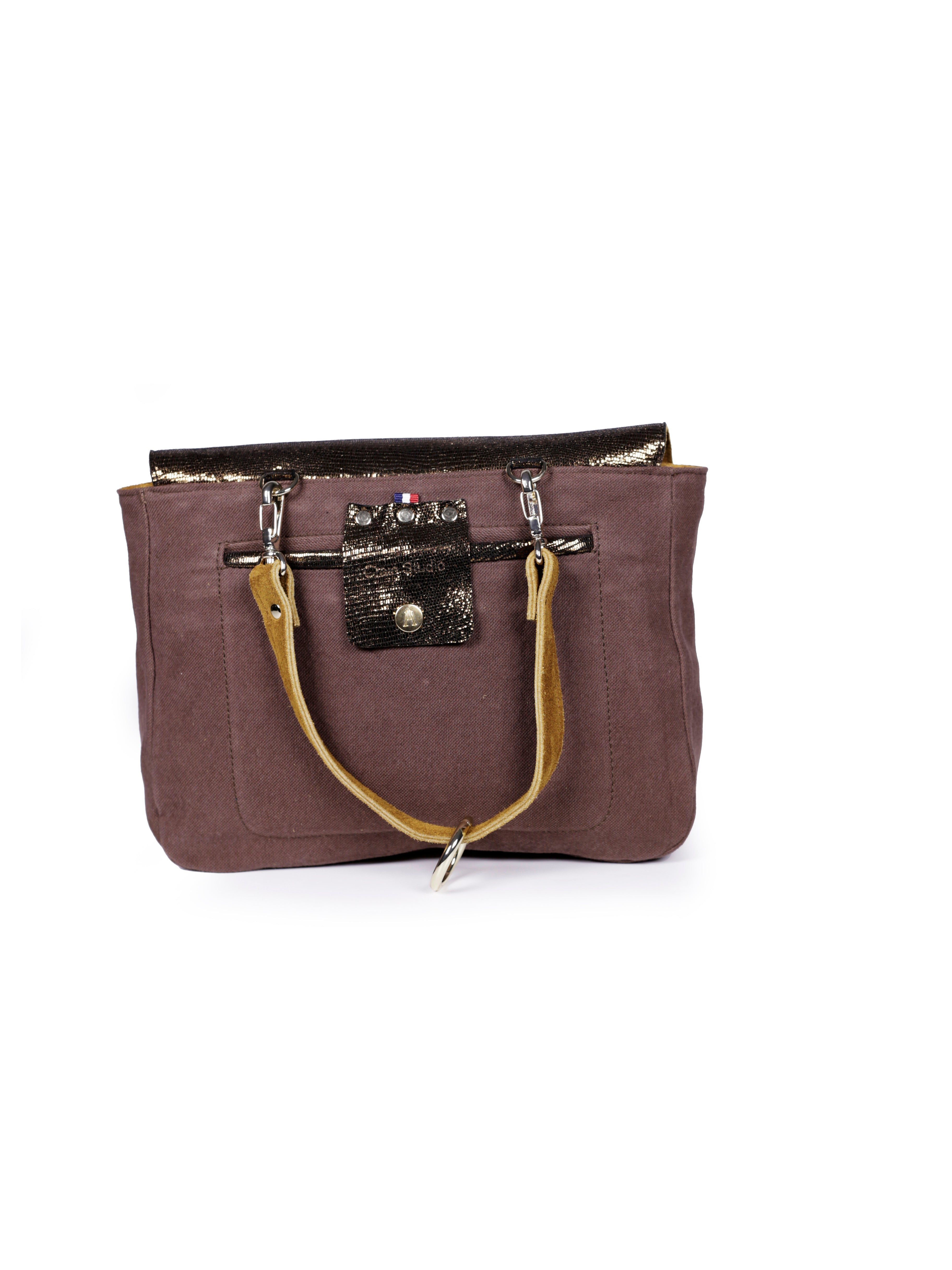 Sac besace modulable en cuir de vachette daim ocre