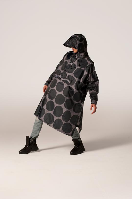 PONCHO CAPE DE PLUIE  BLACK POLKA