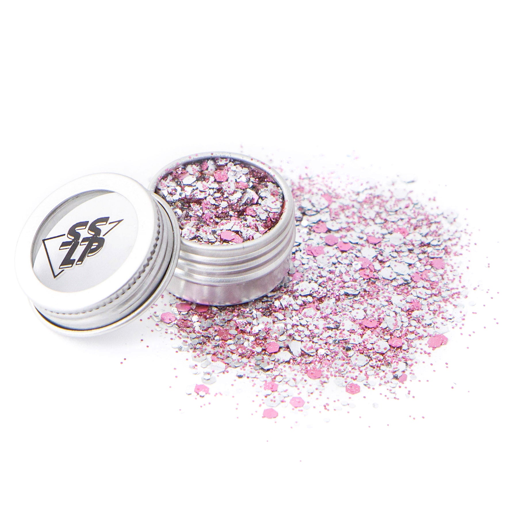 Les zinzolines - Pot de 5ml de paillettes roses, violettes, argentées