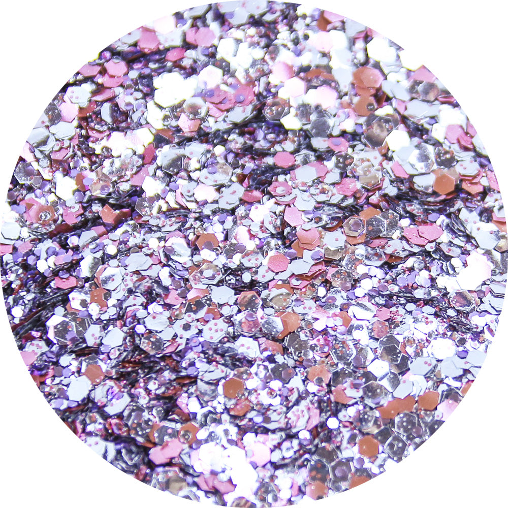 Les zinzolines - Pot de 5ml de paillettes roses, violettes, argentées