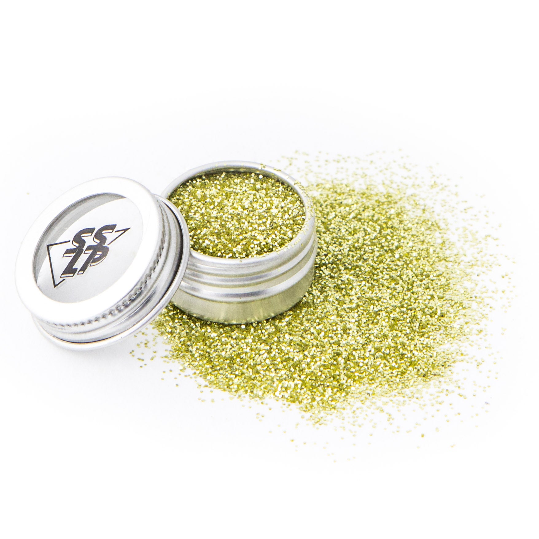 Pot de 5ml de paillettes biodégradables dorées, taille standard.