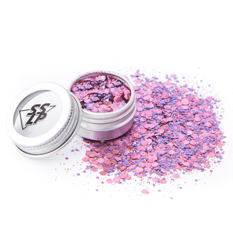 Pot de 5ml de paillettes roses et violettes
