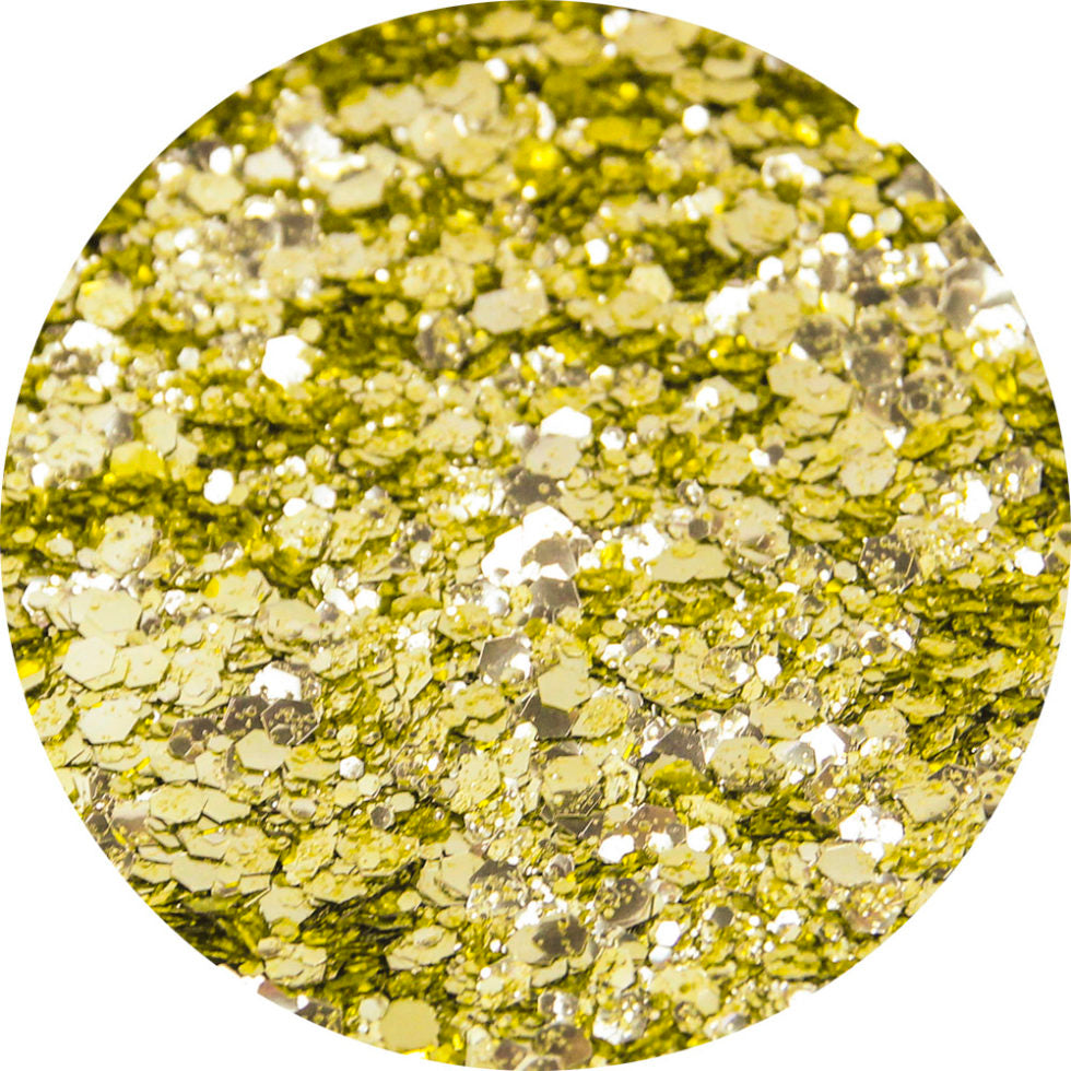 Produits Pot de 5ml de paillettes dorées de tailles différentes